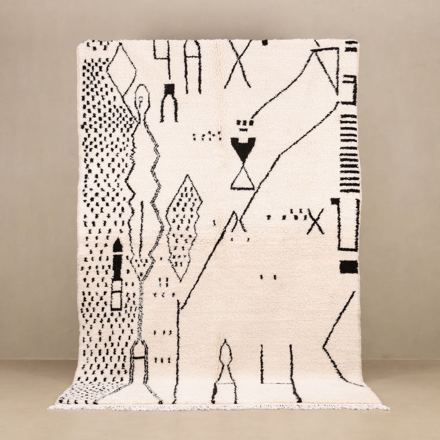 Tapis Laine berbère Azilal - Black & White #2