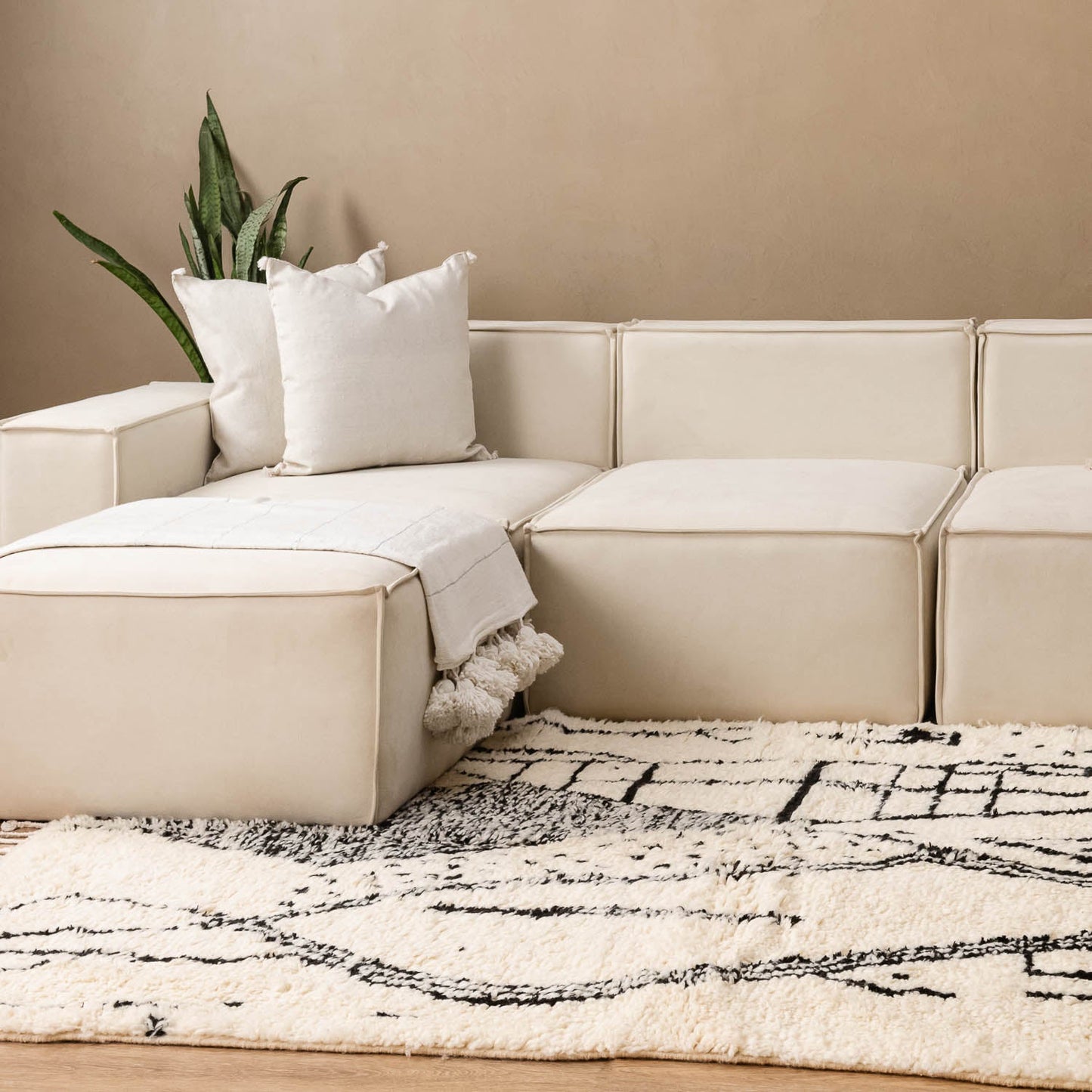 Tapis Laine berbère Azilal - Black & White #4