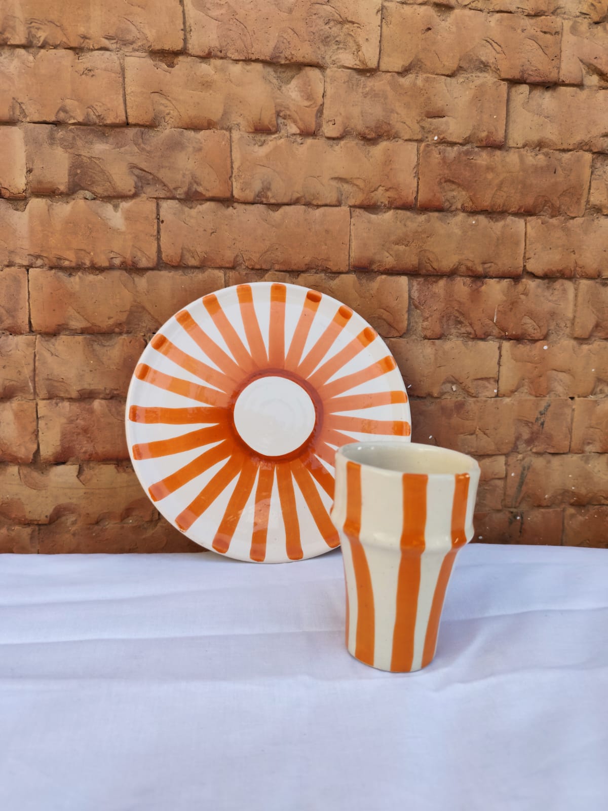 Assiettes rayures SOLEIL