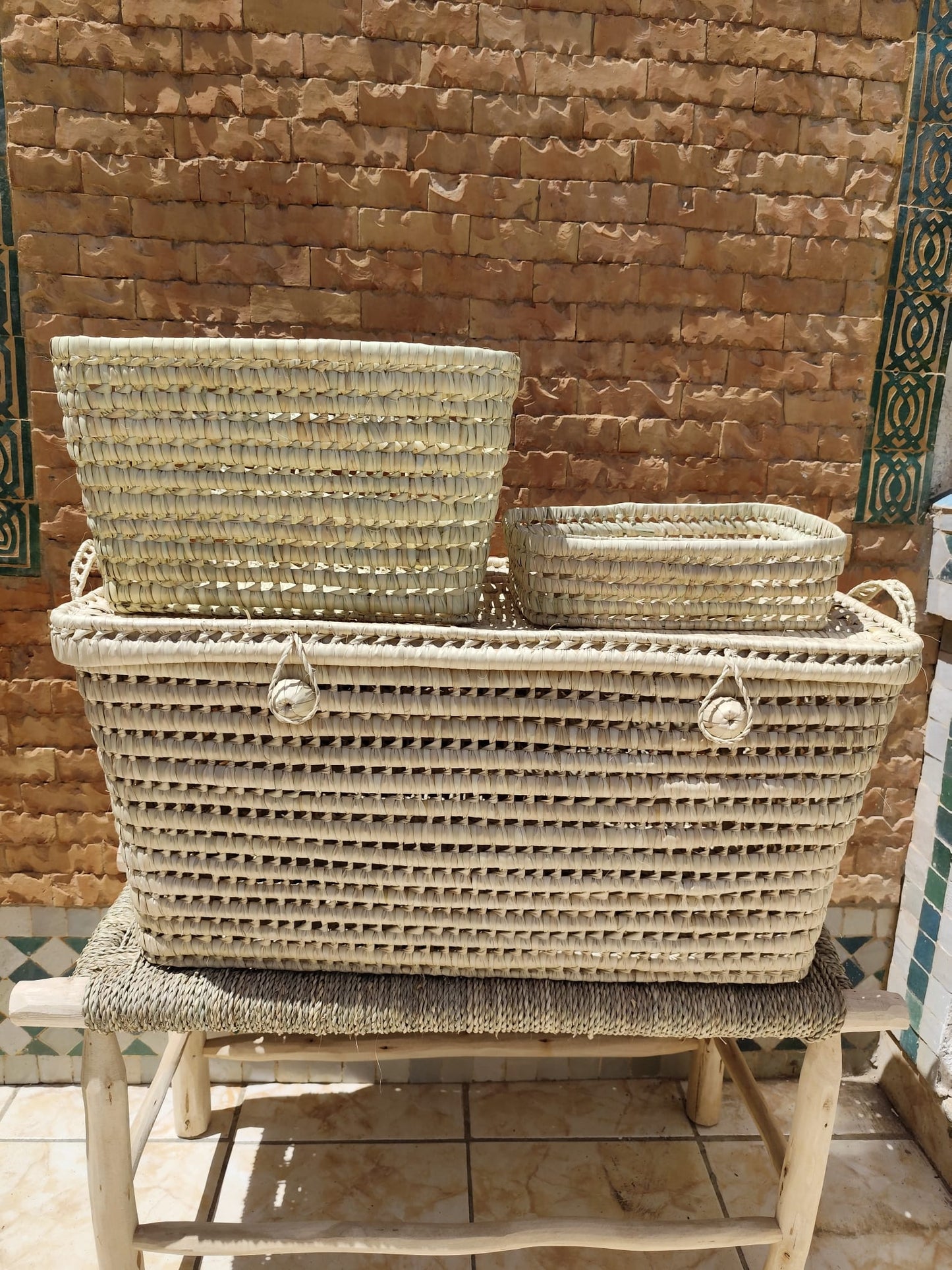 Caisse de rangement en feuille de palmier - 3 tailles