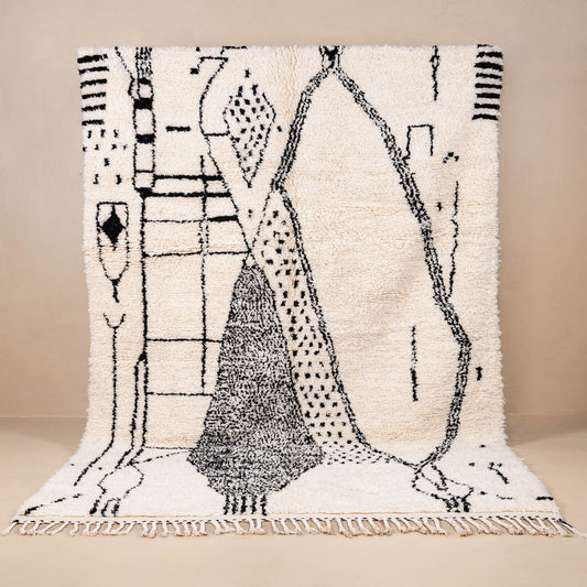 Tapis Laine berbère Azilal - Black & White #4