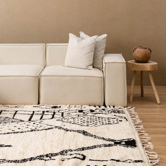 Tapis Laine berbère Azilal - Black & White #1